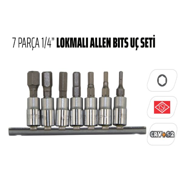 Rico 7 Parça 1/4 Lokmalı Allen Uç Lokma Takımı Seti - 007-Rc7028