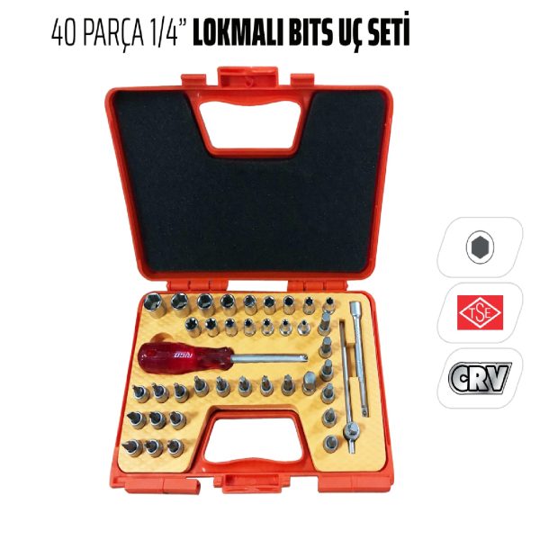 Rico 1/4 40 Parça Lokmalı Bits Set Lokma Takımı - 007-Rc4513