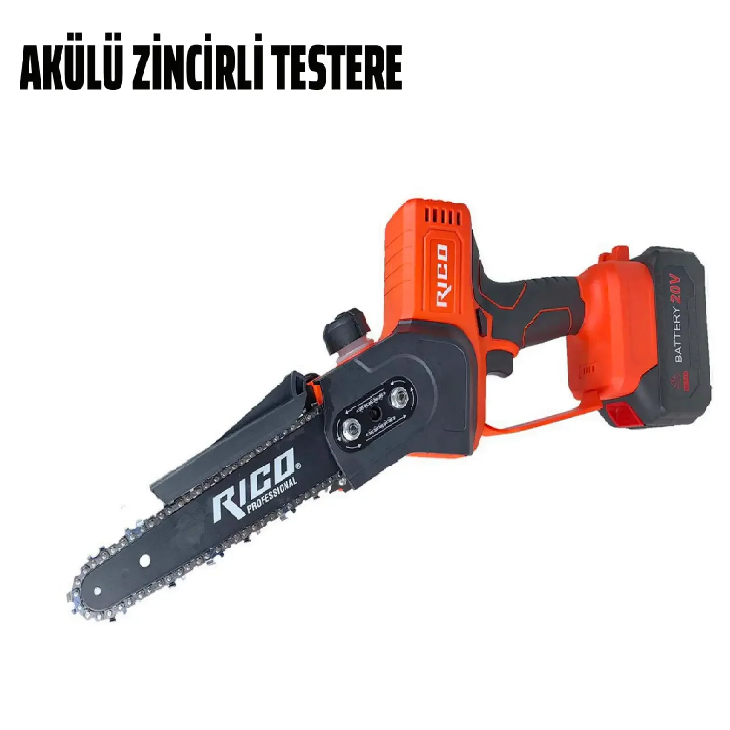 Rico Şarjlı Zincirli Testere 21V - 028-Re0002 Rico Şarjlı Zincirli Testere 21V – 4Ah – Lithium-Ion Batarya