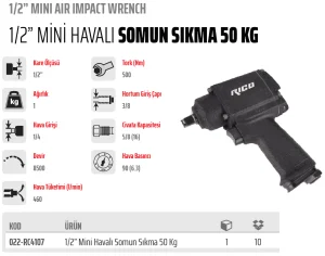 Rico 1/2 Mini Havalı Somun Sökme Sıkma 500Nm - 022-Rc4107