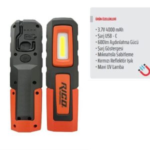 Rico Şarjlı Mıknatıslı Led Lamba 600 Lümen