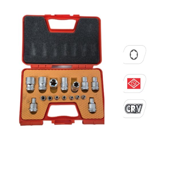 Rico 1/2 1/4 Kısa 16 Parça İç Torx E Lokma Takımı Seti - 007Rc9010