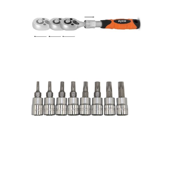 Rico 1/4 Uzatmalı Cırcır 1/4 Torx Lokma Seti - Kk1420