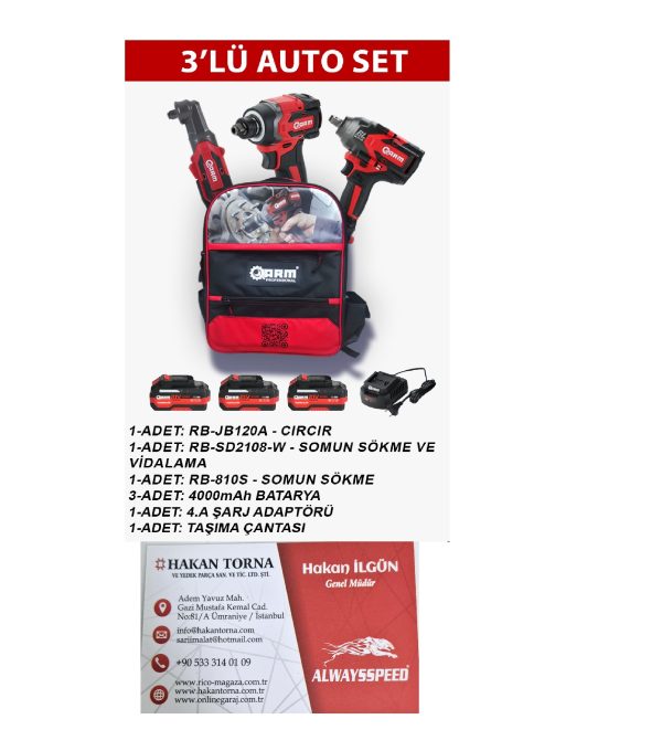 ARM Somun Sıkma + Cırcır + Vidalama Somun Sökme Kombo Set