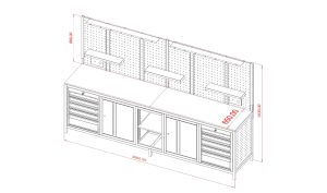 Çalışma Masası 3 mt 10 Çekmeceli 2 Dolaplı Ara Bölmeli Tezgah - TTR4430