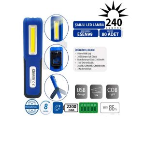 ARM Şarjlı Led Lamba Mıknatıslı Fener 240 Lümen