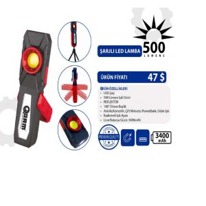 ARM Şarjlı Mıknatıslı Led Lamba 500 Lümen ESEN148