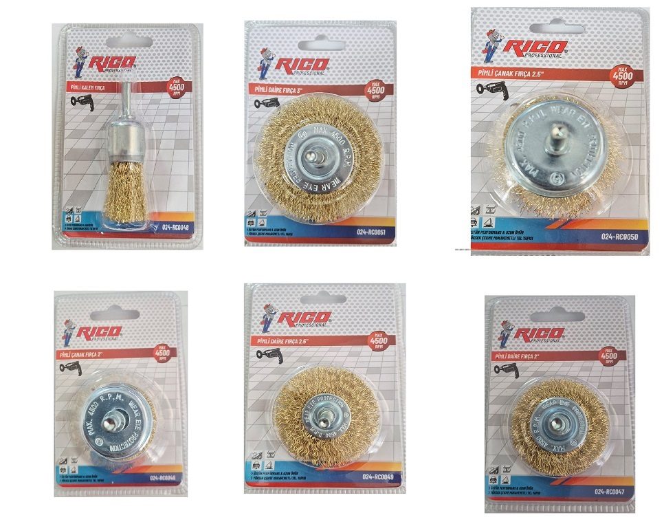 Rico Pimli Daire Çanak Tel Fırça Seti - 024-Rc047 Rico Pimli Daire Çanak Tel Fırça Seti 6 Parça