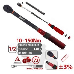 ARM 1/2 Cırcırlı Tork Kolu Anahtarı 10-150Nm
