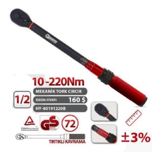 ARM 1/2 Cırcırlı Tork Kolu Anahtarı 10–220 Nm