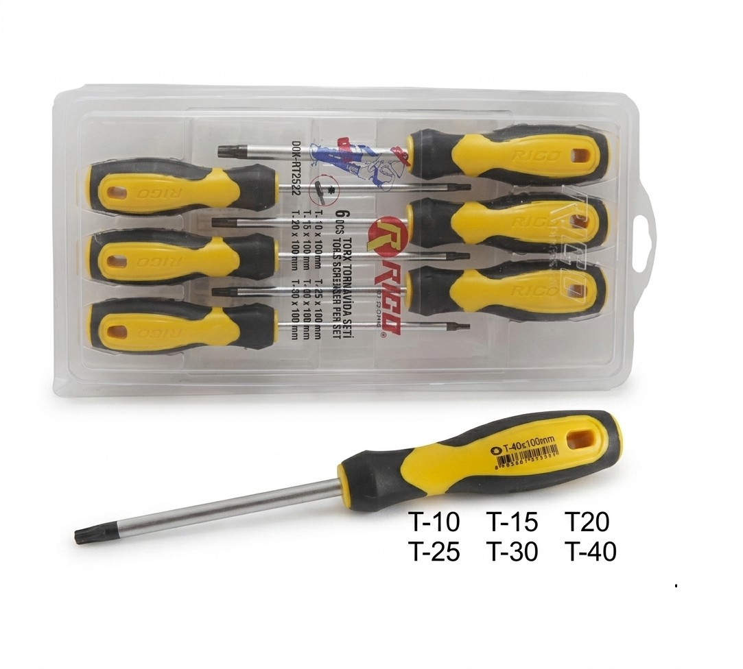 Rico Delikli Torx Tornavida Seti 6 Parça - 003-Rk0052 Rico Delikli Torx Tornavida Seti 6 Parça